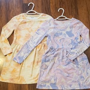 Old Navy/Target: Girls long sleeve dresses. L 10/12 TIE DYE